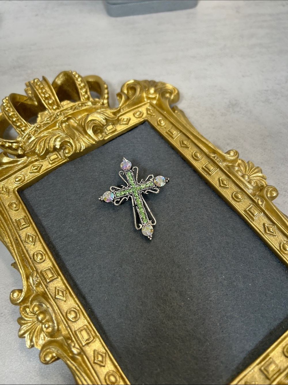 Green Crystal Cross Brooch - Women Jewelry Brooches